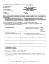 Document preview: Form JC-1630 Petition for Termination of Parental Right - Wisconsin (English/Spanish)
