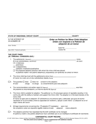 Document preview: Form JC-1647 Order on Petition for Minor Child Adoption - Wisconsin (English/Spanish)