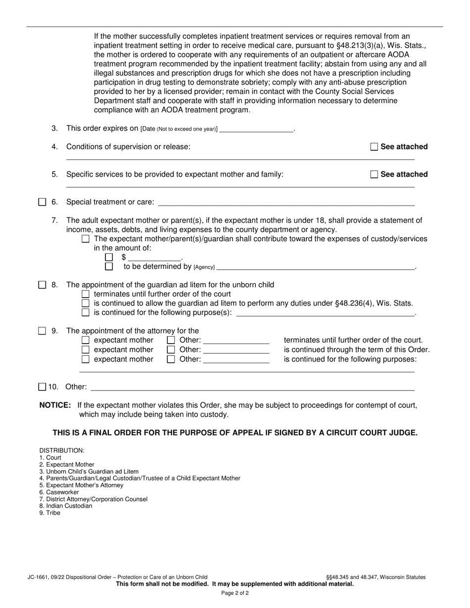 Form JC-1661 Download Printable PDF or Fill Online Dispositional Order ...