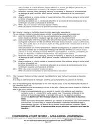 Form JC-1690 Petition in Juvenile Court for Temporary Restraining Order and/or Petition and Motion for Injunction Hearing - Wisconsin (English/Spanish), Page 4