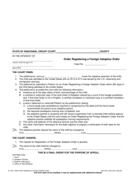 Document preview: Form JC-1651 Order Registering a Foreign Adoption Order - Wisconsin
