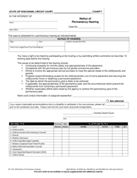 Document preview: Form JD-1700 Notice of Permanency Hearing - Wisconsin