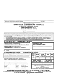 Form JC-1692 Injunction in Juvenile Court - Child Abuse - Wisconsin (English/Spanish)
