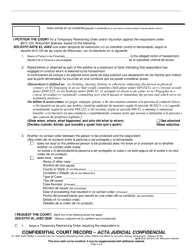 Form JC-1693 Petition in Juvenile Court for Temporary Restraining Order and/or Petition and Motion for Injunction Hearing - Wisconsin (English/Spanish), Page 2