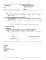 Document preview: Form JD-1712 Waiver of Participation in Nonsecure Physical Custody Hearing - Wisconsin