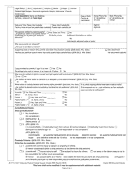Form JD-1710 Temporary Physical Custody Request (Chapter 938) - Wisconsin (English/Spanish), Page 2