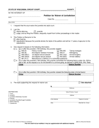 Document preview: Form JD-1722 Petition for Waiver of Jurisdiction - Wisconsin