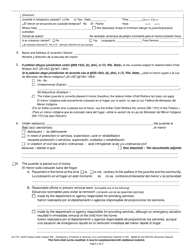 Form JD-1721 Petition Under Chapter 938 - Delinquency, Protection or Services, Civil Law/Ordinances - Wisconsin (English/Spanish), Page 2