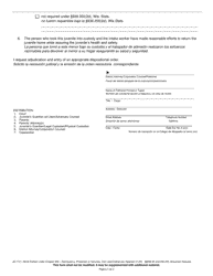 Form JD-1721 Petition Under Chapter 938 - Delinquency, Protection or Services, Civil Law/Ordinances - Wisconsin (English/Spanish), Page 3