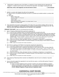 Form JC-1690 Petition in Juvenile Court for Temporary Restraining Order and/or Petition and Motion for Injunction Hearing - Wisconsin, Page 2