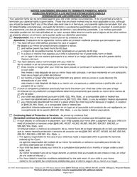 Form JD-1745T Dispositional Order - Delinquent With Termination of Parental Rights Notice - Wisconsin (English/Spanish), Page 8