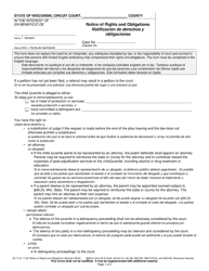 Form JD-1716 Notice of Rights and Obligations - Wisconsin (English/Spanish)