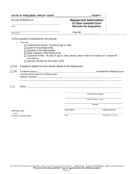 Document preview: Form JD-1739A Request and Authorization to Open Juvenile Court Records for Inspection - Wisconsin