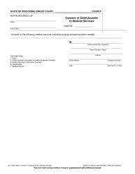 Document preview: Form JD-1734A Consent of Child/Juvenile to Medical Services - Wisconsin
