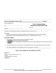 Document preview: Form JC-1750B Order to Impose Stayed Delinquency Dispositional Order - Wisconsin