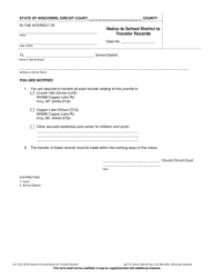 Document preview: Form JD-1755 Notice to School District to Transfer Records - Wisconsin