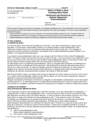 Form JD-1757 Notice of Right to Seek Postdisposition Relief - Wisconsin (English/Spanish)