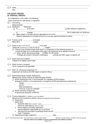 Form JD-1747 Dispositional Order - Civil Law/Ordinance Violation - Wisconsin (English/Spanish), Page 2