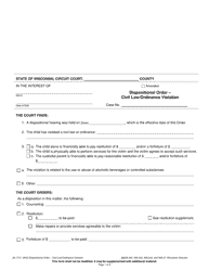 Document preview: Form JD-1747 Dispositional Order - Civil Law/Ordinance Violation - Wisconsin