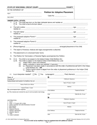 Document preview: Form JC-1640 Petition for Adoptive Placement - Wisconsin