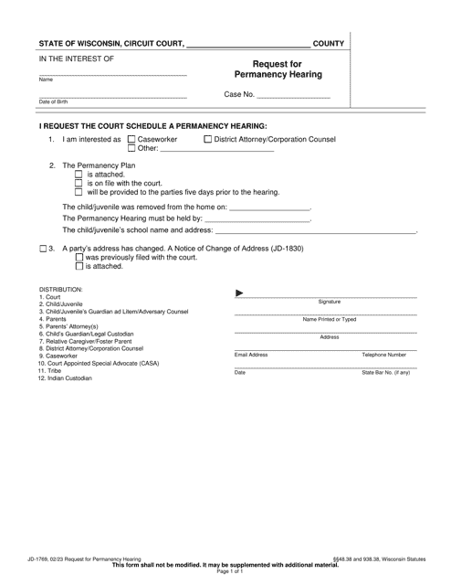 Form JD-1769  Printable Pdf