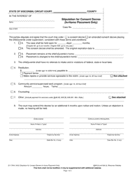 Document preview: Form JD-1784A Stipulation for Consent Decree (In-home Placement Only) - Wisconsin