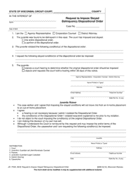 Document preview: Form JD-1750A Request to Impose Stayed Delinquency Dispositional Order - Wisconsin