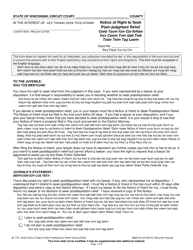 Form JD-1757 Notice of Right to Seek Post-judgment Relief - Wisconsin (English/Hmong)