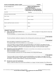 Form JD-1801 Notice and Request for Trial Reunification, Extension of Trial Reunification or Revocation of Trial Reunification - Wisconsin