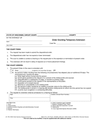 Document preview: Form JD-1765 Order Granting Temporary Extension - Wisconsin