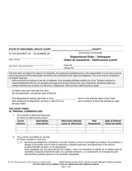 Document preview: Form JD-1745 Dispositional Order (Delinquent) - Wisconsin (English/Spanish)