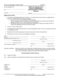 Document preview: Form JD-1780 Petition to Expunge Court Record of Adjudication/Recommendation of District Attorney - Wisconsin