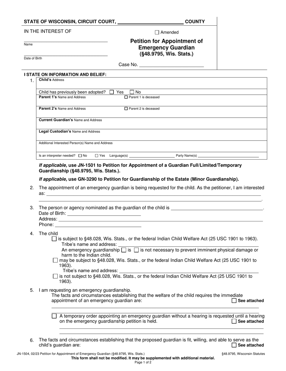 Form JN-1504 - Fill Out, Sign Online and Download Printable PDF ...