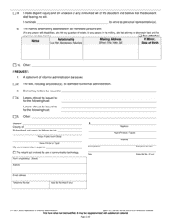 Form PR-1801 Application for Informal Administration - Wisconsin, Page 2