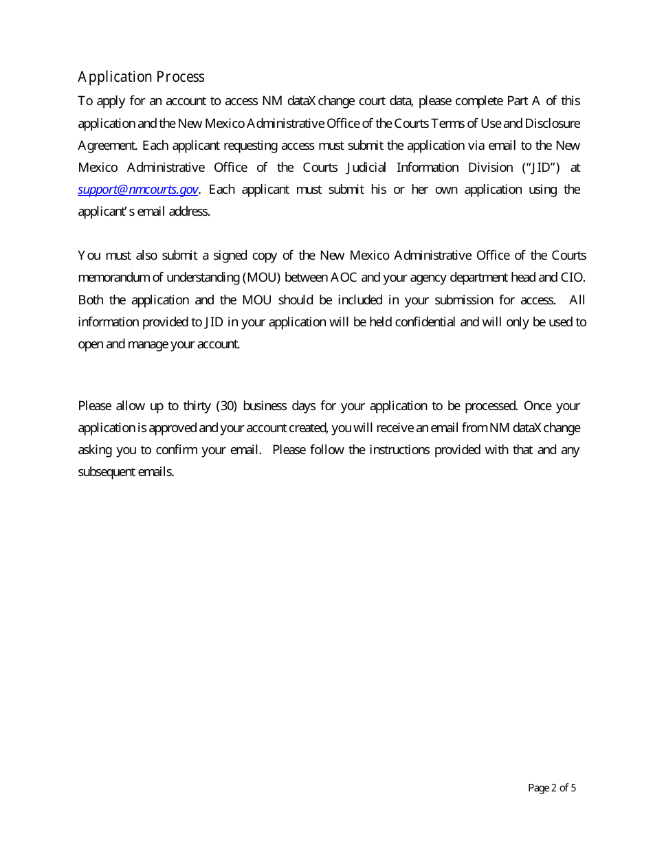 Justice Partner Application for Online Access to New Mexico Dataxchange Platform - New Mexico, Page 2