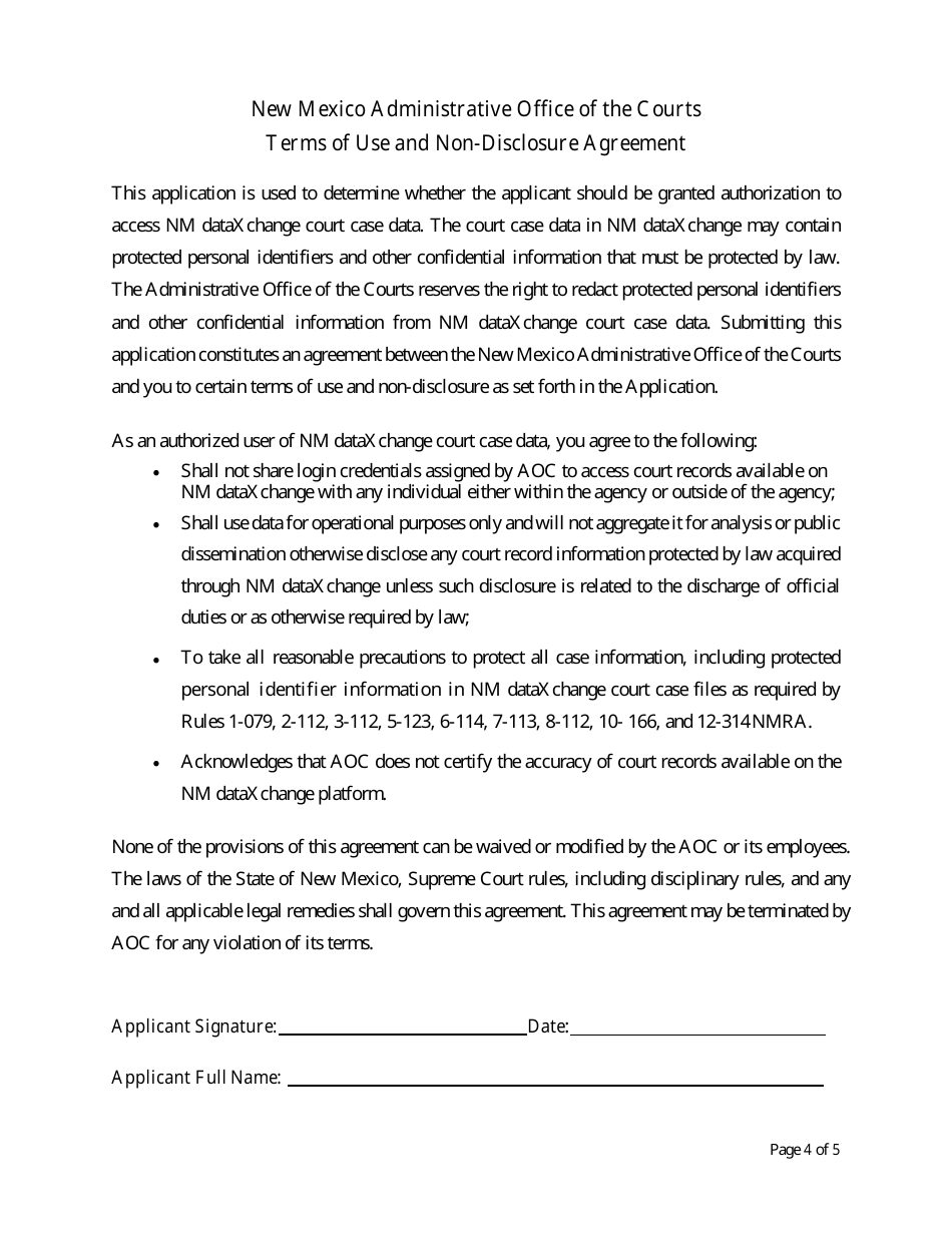 Justice Partner Application for Online Access to New Mexico Dataxchange Platform - New Mexico, Page 4