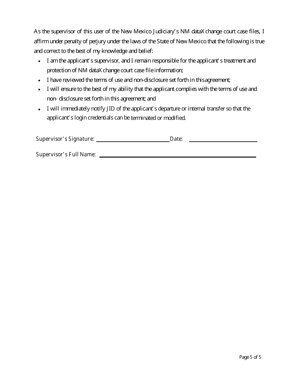 Justice Partner Application for Online Access to New Mexico Dataxchange Platform - New Mexico, Page 5