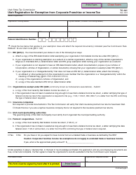 Form TC-161 Utah Registration for Exemption From Corporate Franchise or Income Tax - Utah