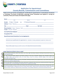 Application for Appointment - County of Ventura, California