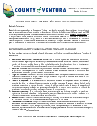 Document preview: Formulario RM-91 Reclamacion Por Dano O Lesion - County of Ventura, California (Spanish)