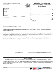 Document preview: Form AOPC9611 Request for Hearing - School Bus Stop Arm Camera Enforcement - Pennsylvania