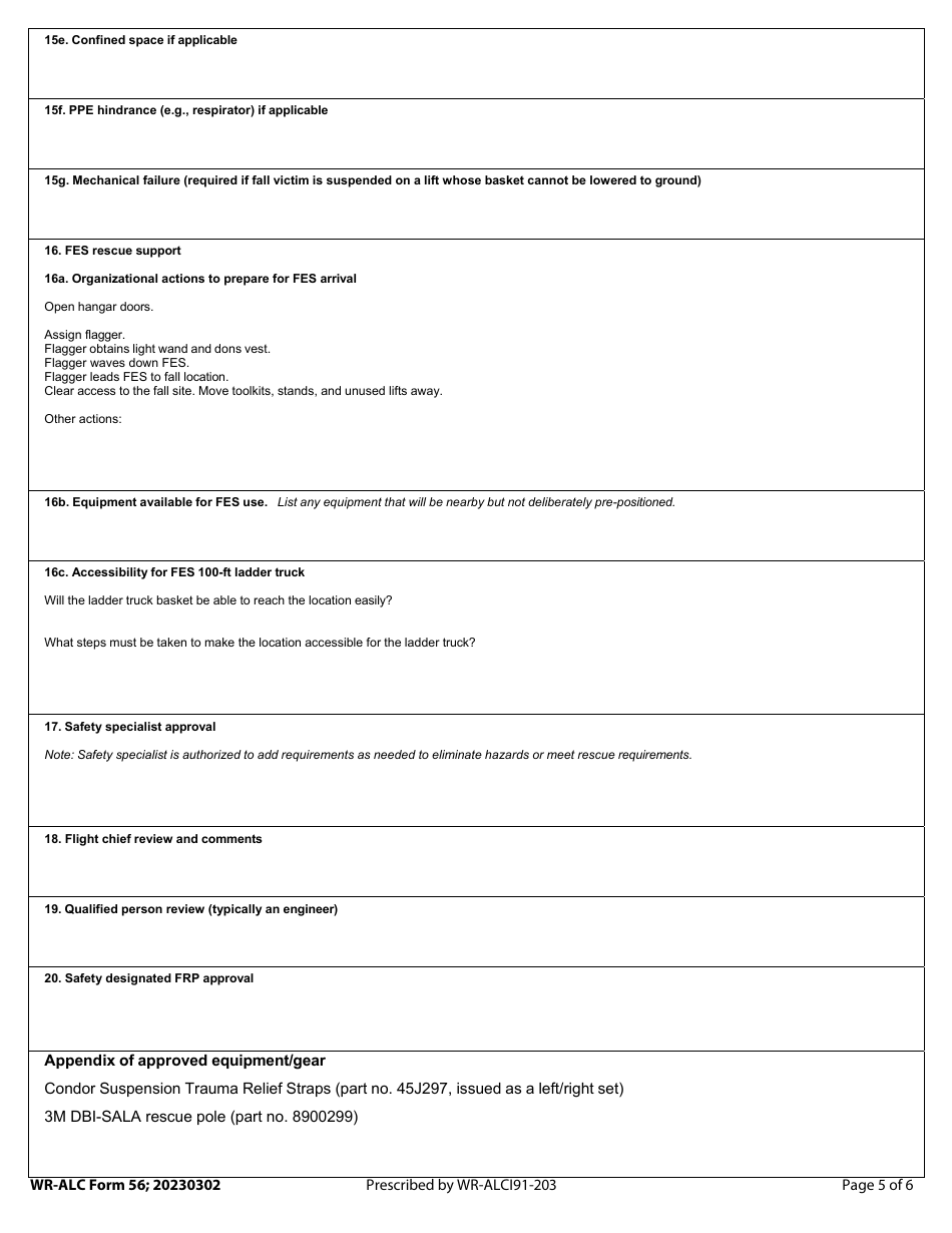 WR-ALC Form 56 Fall Rescue Plan, Page 5