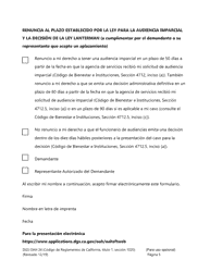 Formulario DGS OAH24 Solicitude De La Ley Lanterman Para La Continuacion De La Mediacion Y/O Audiencia Justa Y Renuncia De Tiempo - California (Spanish), Page 5