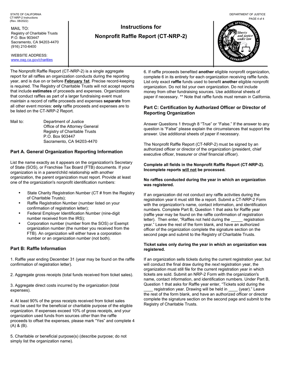 Form CT-NRP-2 Nonprofit Raffle Report - California, Page 4