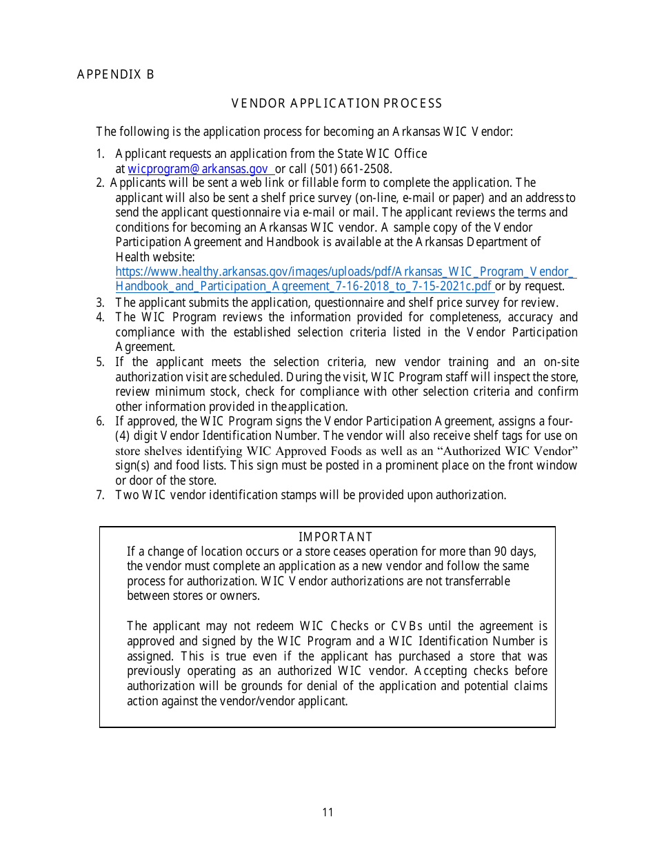 Vendor Application - Wic Program - Arkansas, Page 11