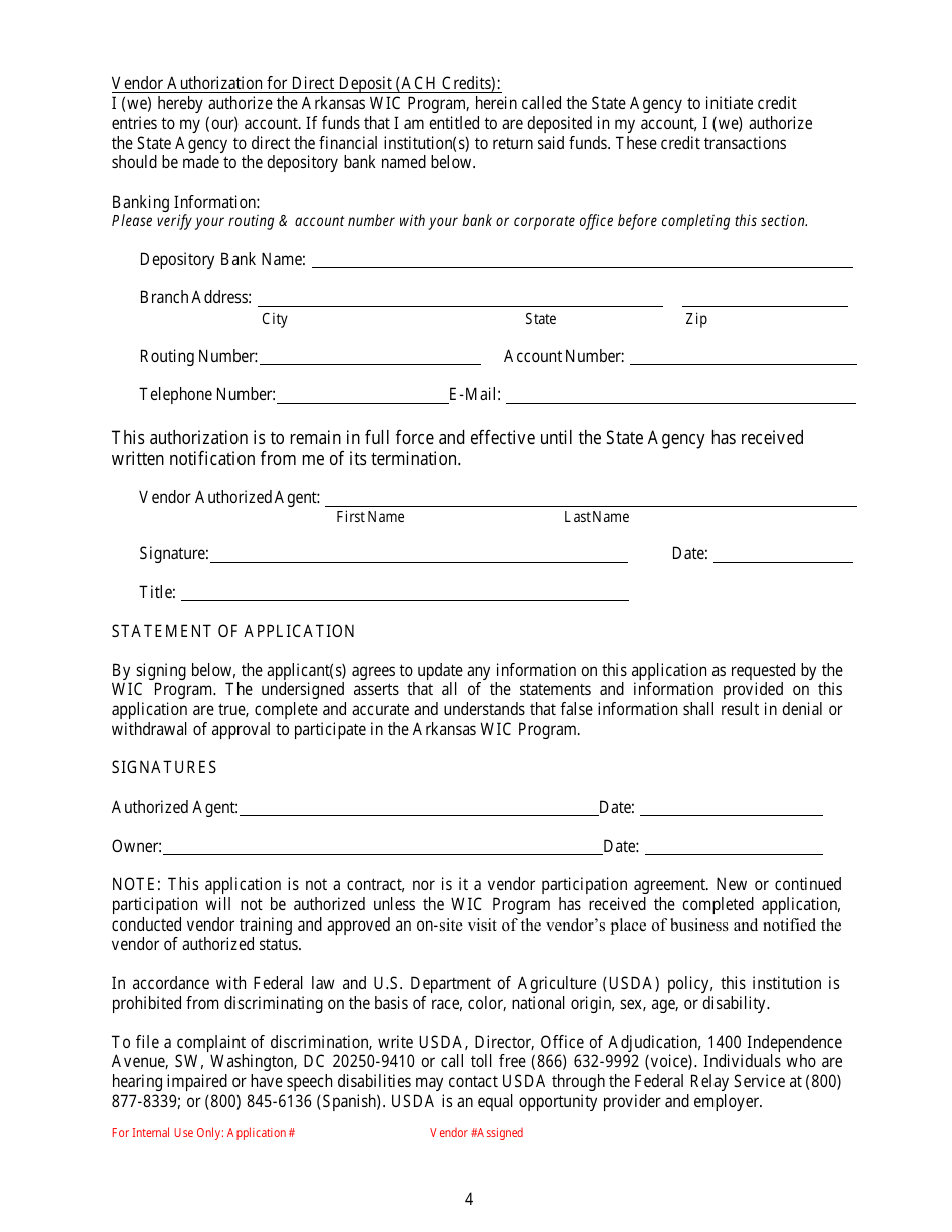 Vendor Application - Wic Program - Arkansas, Page 4