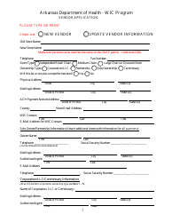 Document preview: Vendor Application - Wic Program - Arkansas