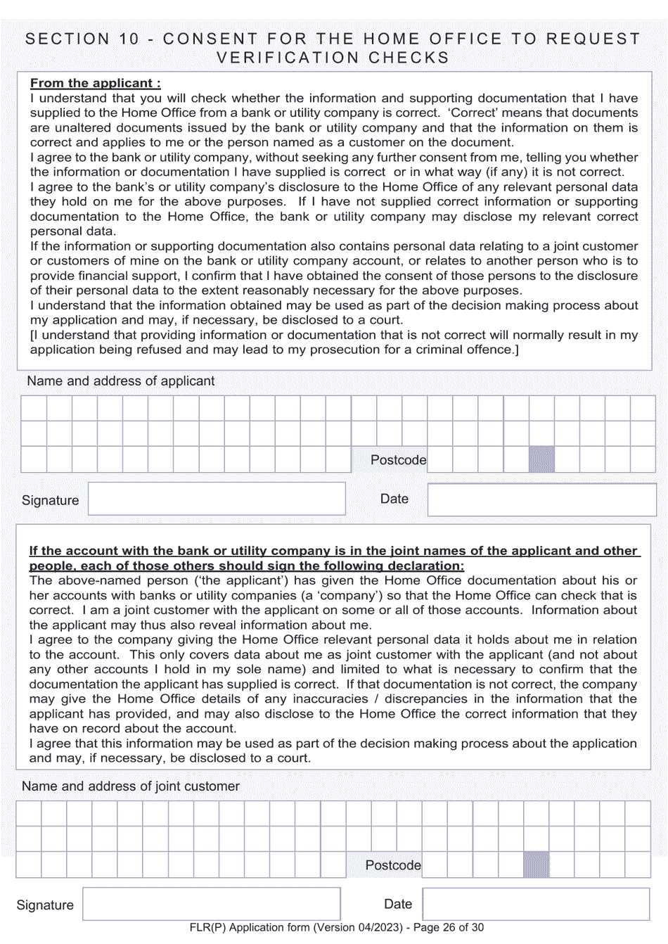 Form FLR(P) Application for an Extension of Permission to Stay in the UK as a Child Under the Age of 18 of a Nonparent Relative With Protection Status in the UK but Who Has Not yet Settled and for a Biometric Immigration Document - United Kingdom, Page 26