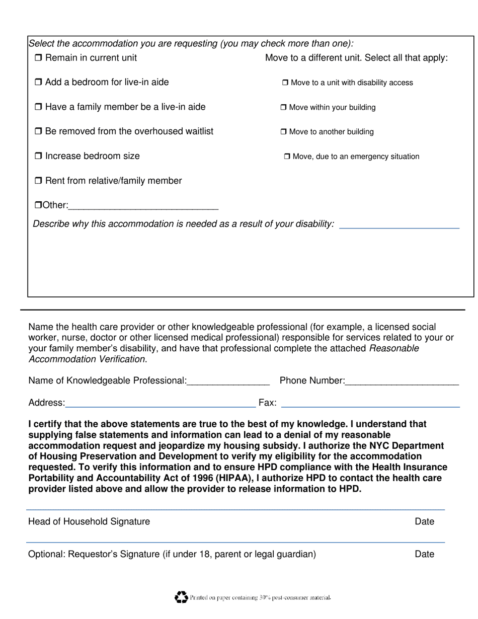 New York City Reasonable Accommodation Request Fill Out Sign Online And Download Pdf 4132