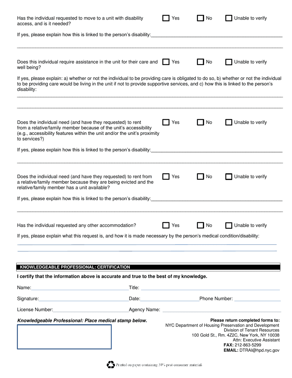 New York City Reasonable Accommodation Request Fill Out Sign Online And Download Pdf 1286